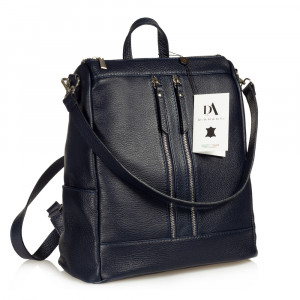 Rucsac tip geanta de dama, din piele naturala, DiAmanti Cerullo Bleumarin Scuro